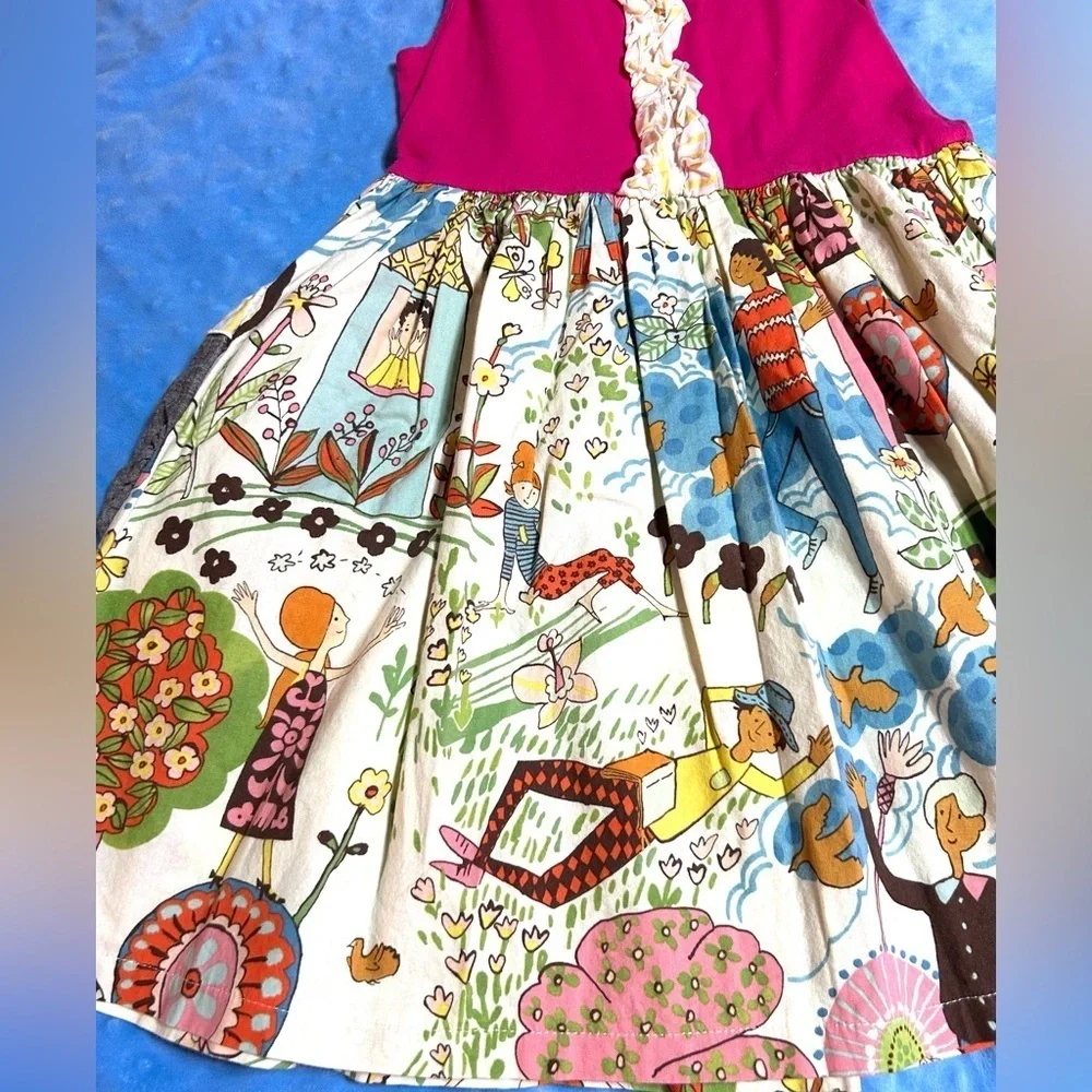Vintage Unique Sweethoney‎ Sleeveless Dress with Whimsical Print, Pockets